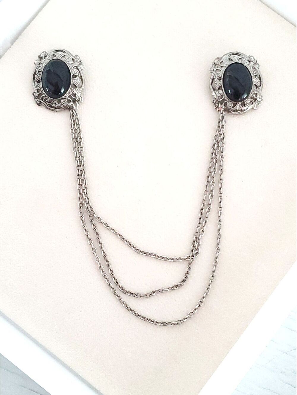 Vintage Style Double Oval Chain Brooch